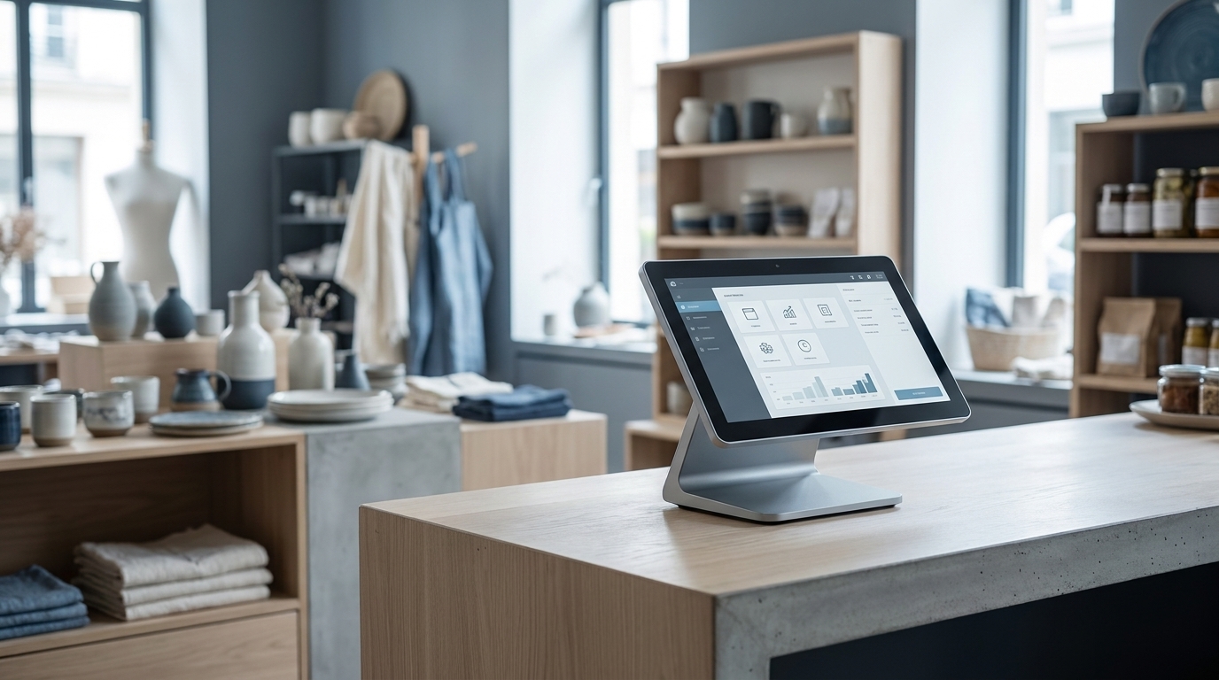 Caisse enregistreuse tactile moderne en commerce