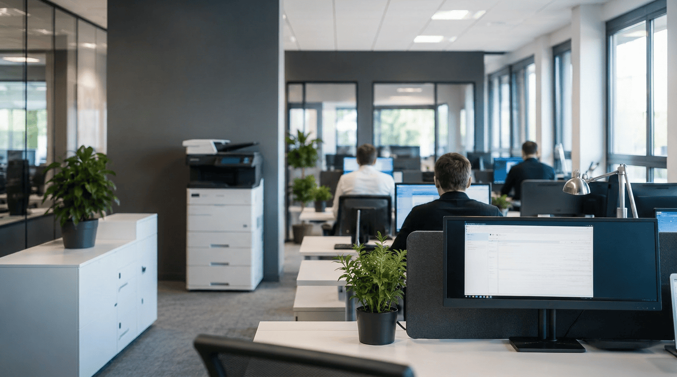 Bureau moderne avec équipements informatiques