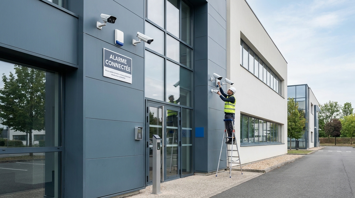 Système de vidéosurveillance professionnel installé sur un bâtiment